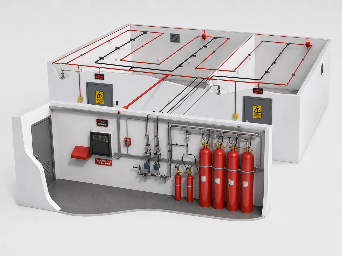 Gas suppression cylinders in a server room — photo 2
